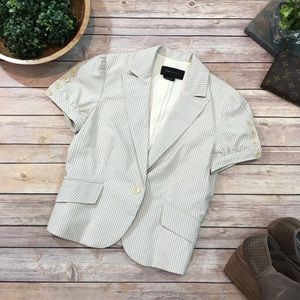Sz 2 BCBG Short Sleeve Pinstriped 1 Button Blazer